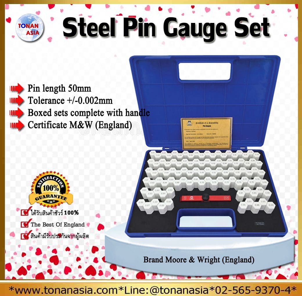 พินเกจเซ็ต Moore&Wright Steel Pin Gauge Set MW725
