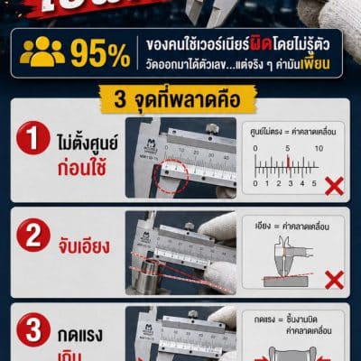 ใช้เวอร์เนียร์ให้ถูกต้องก่อนวัดงานจริง